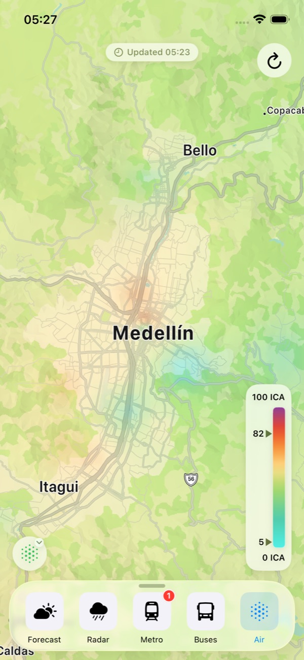 Air quality index across the valley